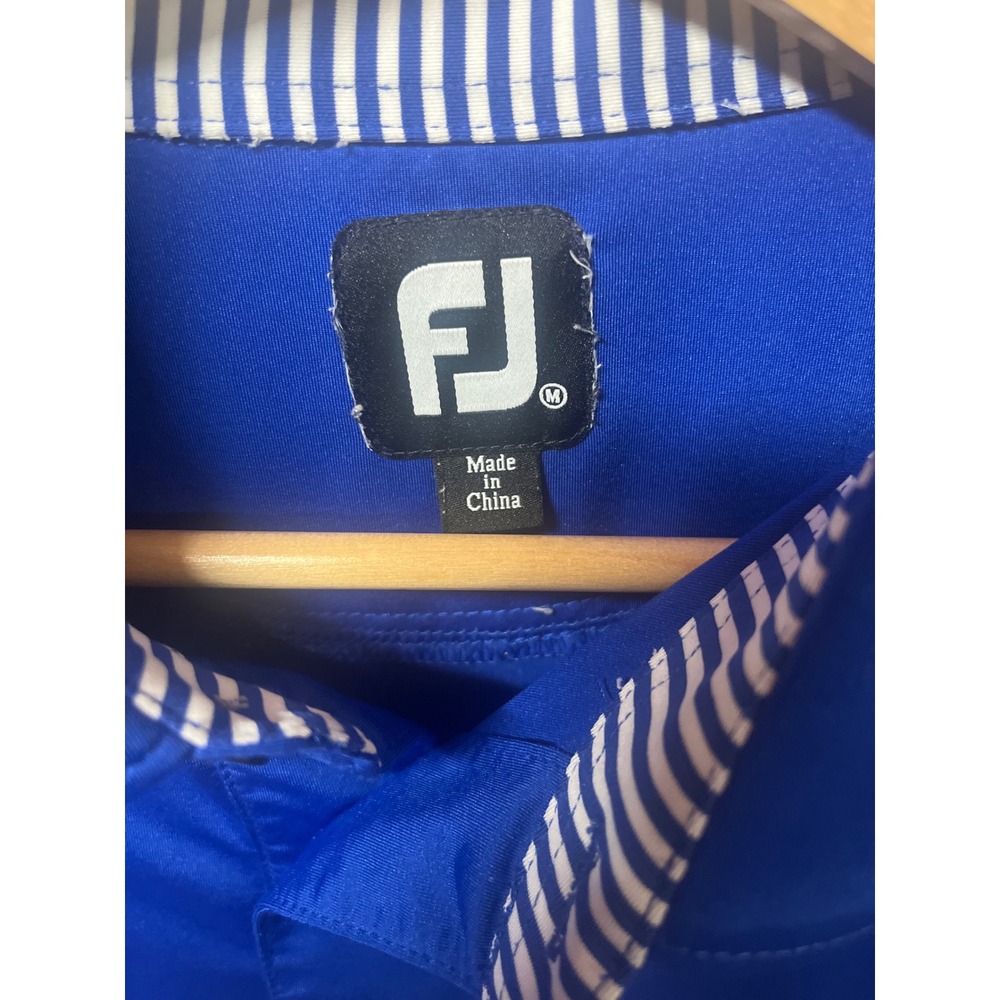 FootJoy ProDry Mens Blue Short Sleeve Golf Polo Shirt Wren Hurricanes Size M - Picture 2 of 4